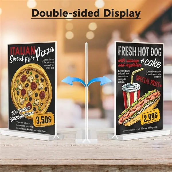 Clear Square Acrylic Sign Holder Vertical Menu Table Tent