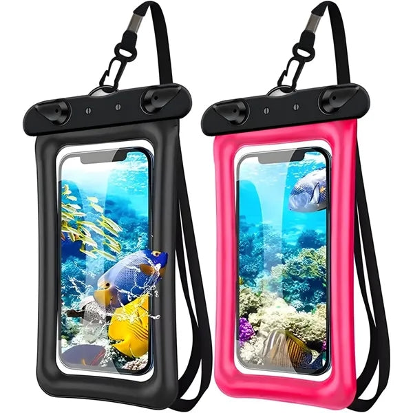 Waterproof phone pouch with airbag
