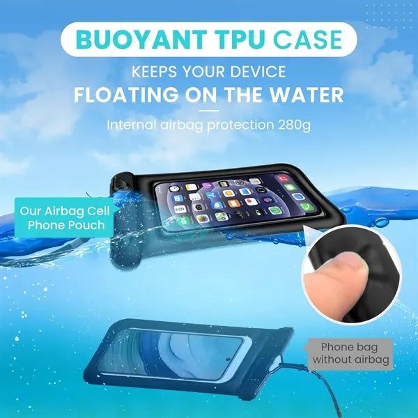 Waterproof phone pouch with airbag