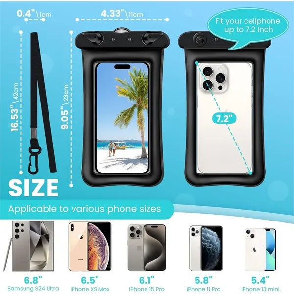 Waterproof phone pouch with airbag