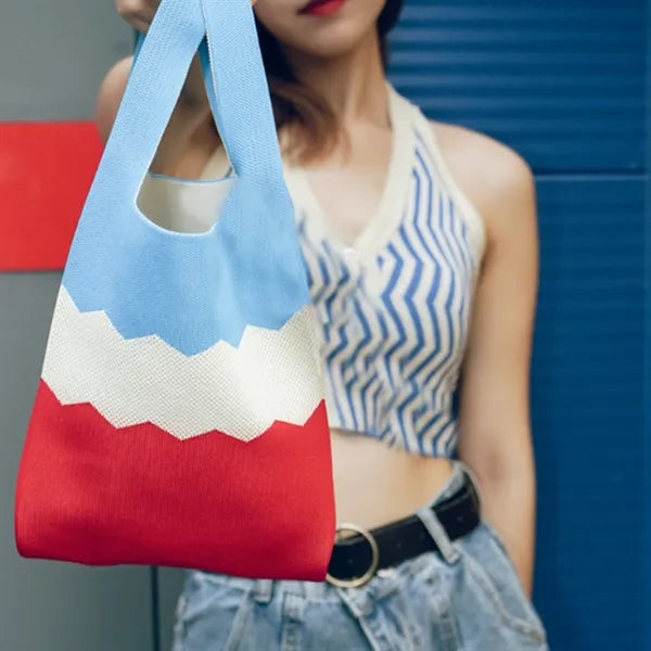 Rainbow Knitted Tote