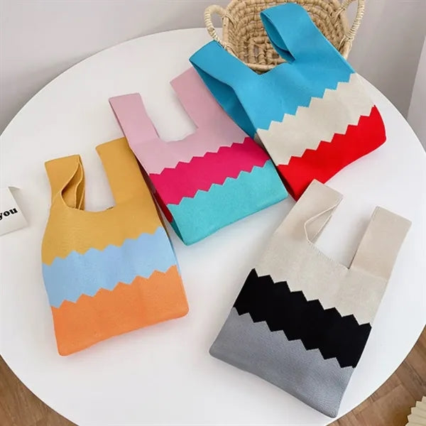 Rainbow Knitted Tote