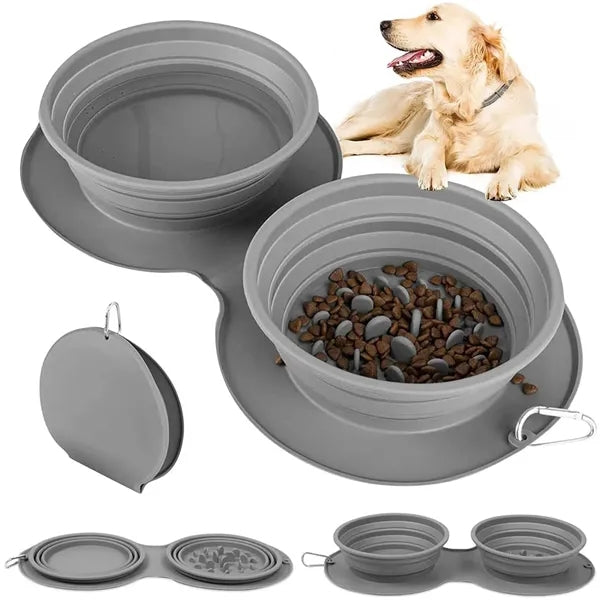 Collapsible Duall Silicone Dog Bowl