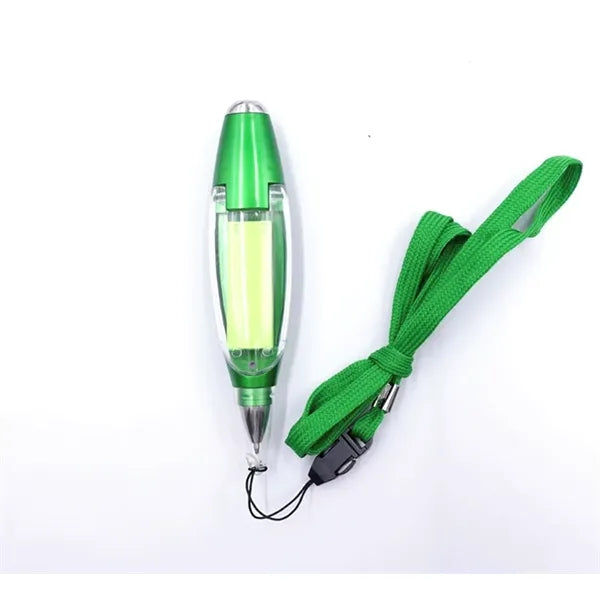 3-in-1 LED Light Ballpoint Pen w/Sticky Note & Lanyard