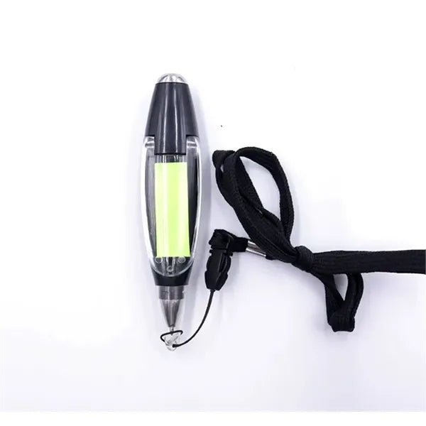 3-in-1 LED Light Ballpoint Pen w/Sticky Note & Lanyard