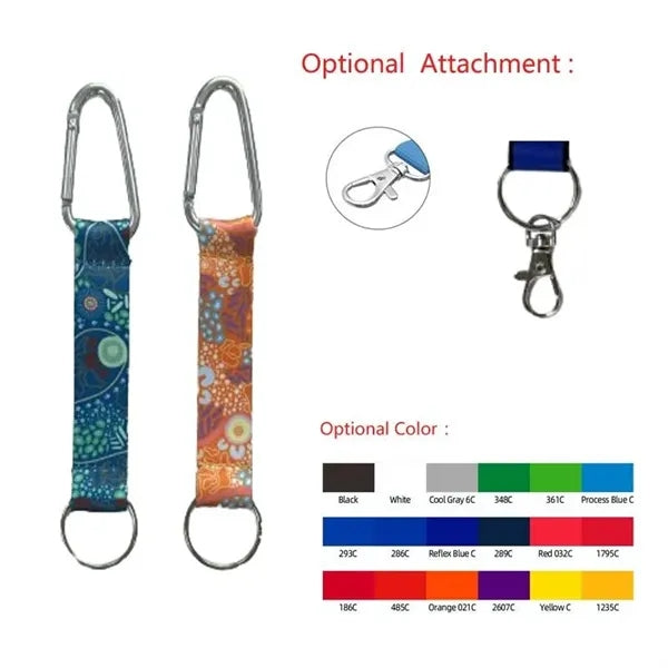 3/4" Sublimated Polyester Pocket Lanyard w/Carabiner Keyring