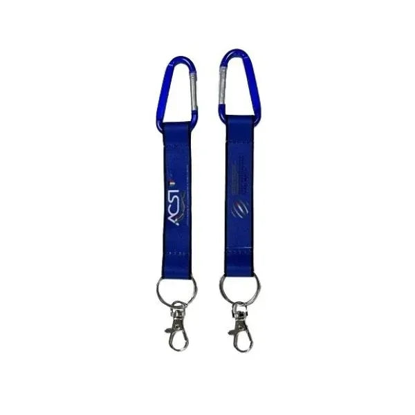 3/4" Sublimated Polyester Pocket Lanyard w/Carabiner Keyring