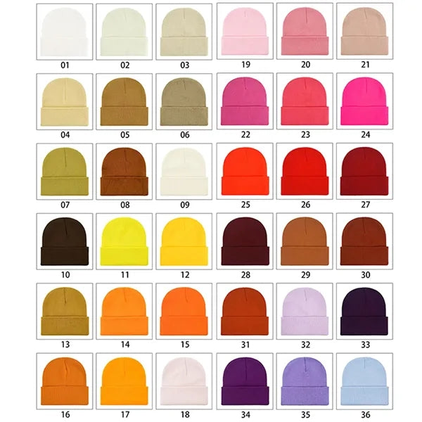 Knit Beanie Hat with 60 Color Options