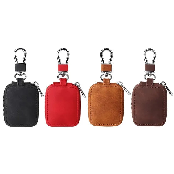 PU Leather Earphone Case With Keychain