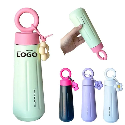 15 oz Simple Female Student Flower Carrying Ring Walking Mug