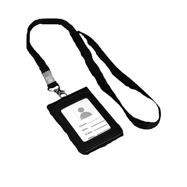 PU Leather Multi-Slot ID Card Holder w/ Lanyard