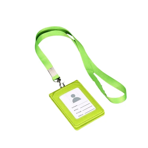 PU Leather Multi-Slot ID Card Holder w/ Lanyard