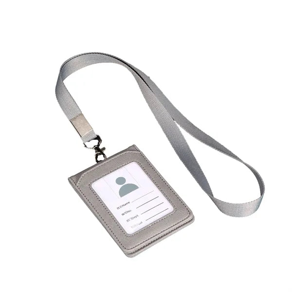 PU Leather Multi-Slot ID Card Holder w/ Lanyard