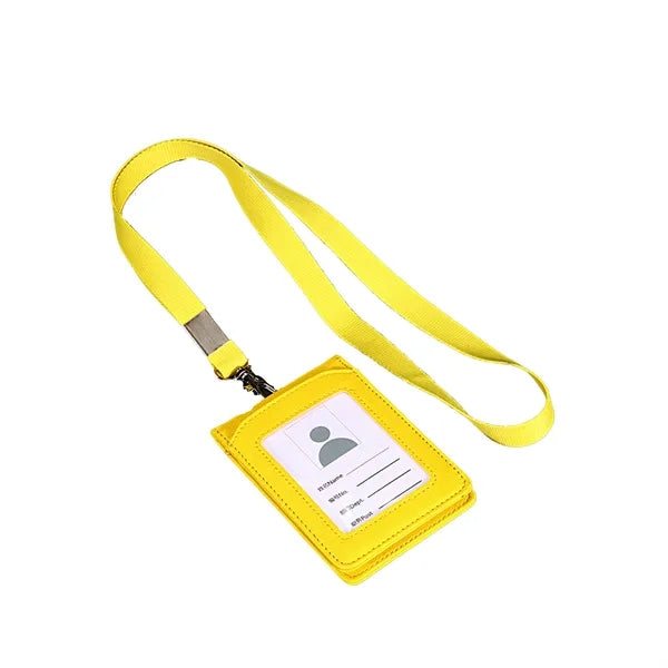 PU Leather Multi-Slot ID Card Holder w/ Lanyard