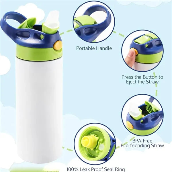 12oz Insulated Tumbler with Flip-Up Straw & Portable Handle
