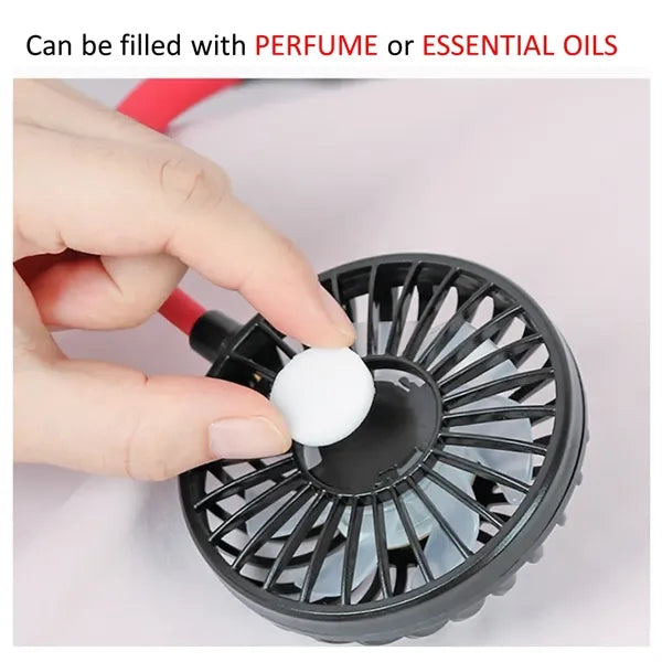 USB Neck Hanging Fan w/ LED Light & Aromatherapy Function