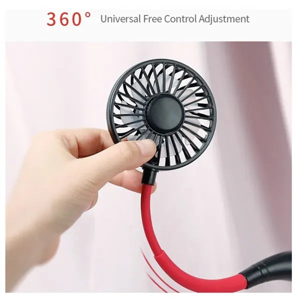 USB Neck Hanging Fan w/ LED Light & Aromatherapy Function