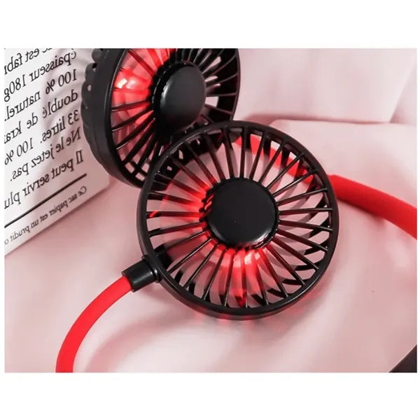 USB Neck Hanging Fan w/ LED Light & Aromatherapy Function