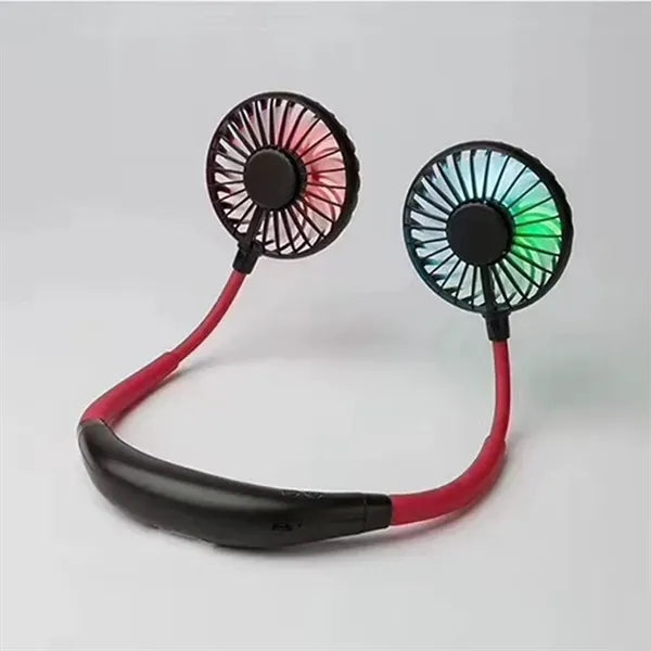 USB Neck Hanging Fan w/ LED Light & Aromatherapy Function