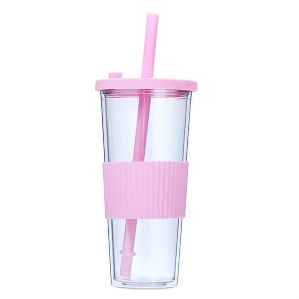 24 Ounce Plastic Cup With Straw