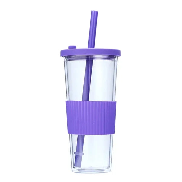 24 Ounce Plastic Cup With Straw