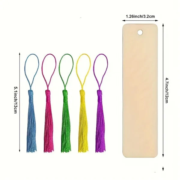 Creative Unfinished Wood Bookmark with Tassels