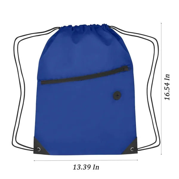 Drawstring Backpack With Front Zipper Pocket