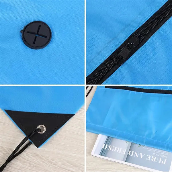 Drawstring Backpack With Front Zipper Pocket