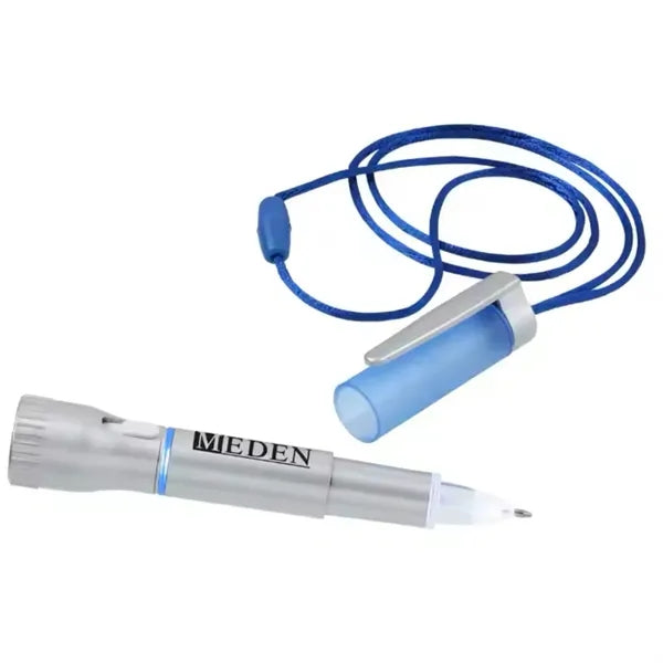 Portable LED Flashlight Ballpoint Pen with Lanyard