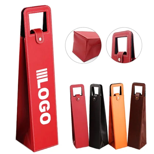 Faux Leather Single Bottle Wine Tote