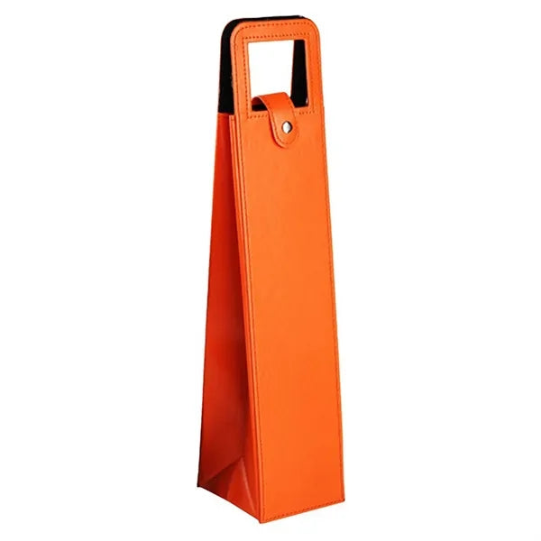 Faux Leather Single Bottle Wine Tote