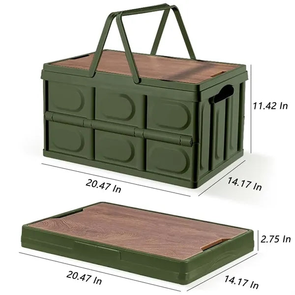 Extra Large Collapsible Storage Bin With Wood Lids