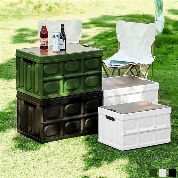 Extra Large Collapsible Storage Bin With Wood Lids