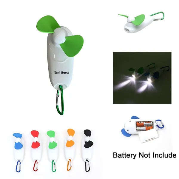 2 In 1 Mini Portable Fan with Light and Carabiner