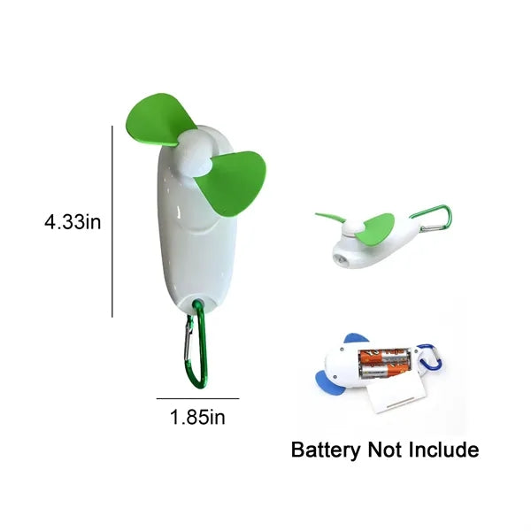 2 In 1 Mini Portable Fan with Light and Carabiner