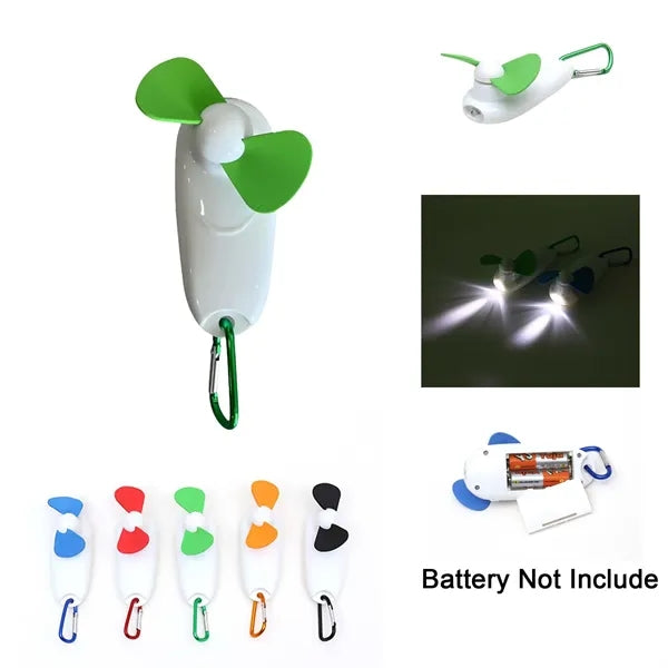 2 In 1 Mini Portable Fan with Light and Carabiner