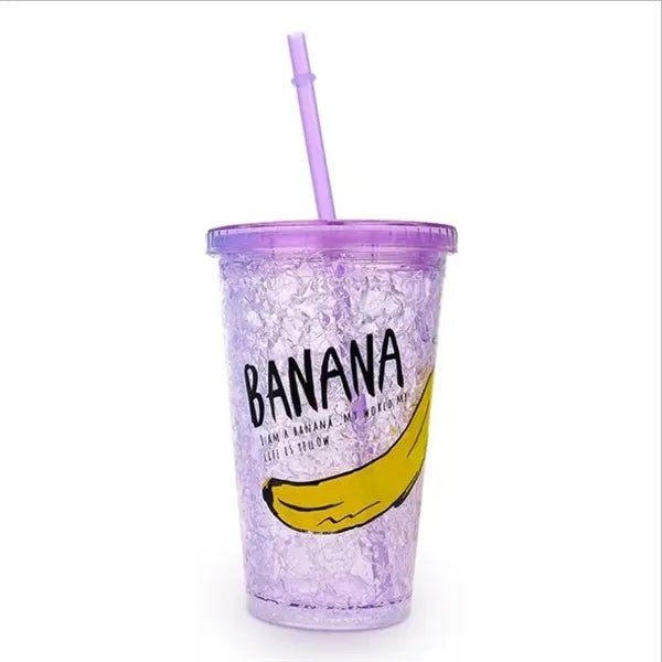 16 oz LED Double-layer Plastic Tumbler with Lid and Straw