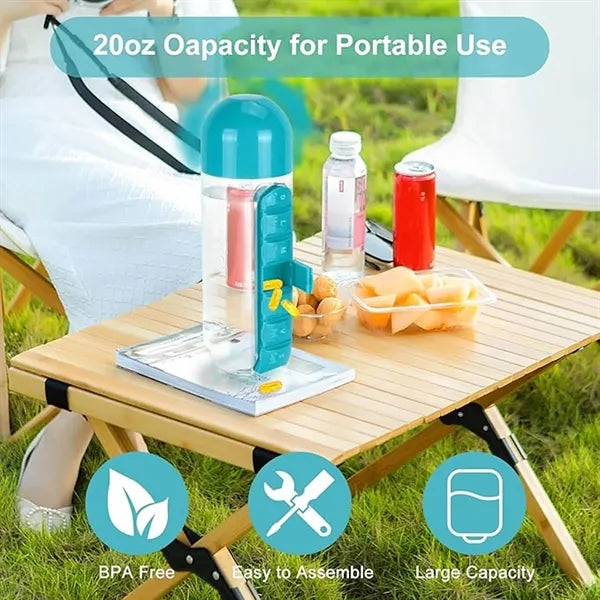 Portable Two-In-One Medicine Box Water Cup
