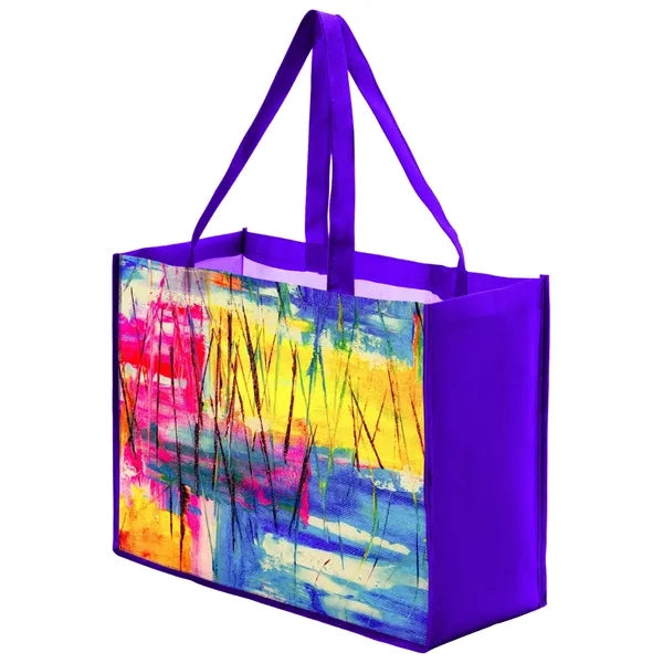 Sublimated PET Non-Woven Shopping Tote Bag Gusset 16"x12"x6"