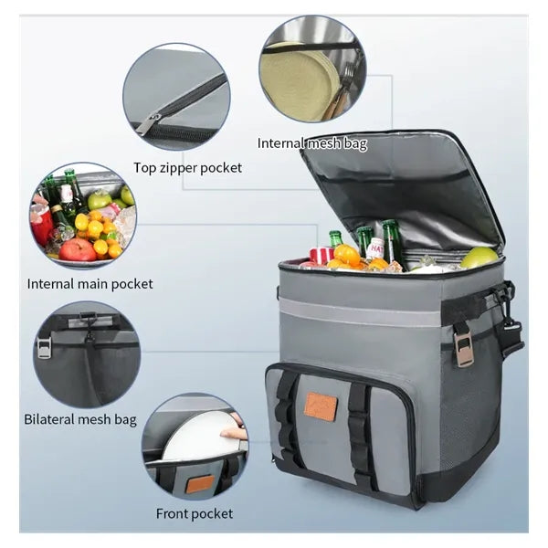 24 Can Insulated Rolling Cooler Bag With Bottle Opener