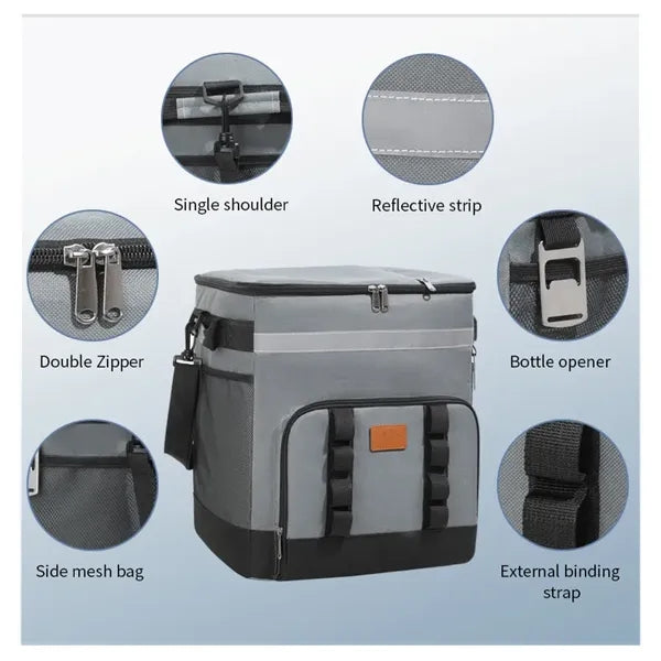 24 Can Insulated Rolling Cooler Bag With Bottle Opener