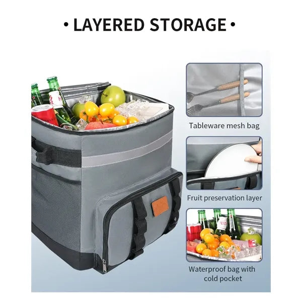 24 Can Insulated Rolling Cooler Bag With Bottle Opener