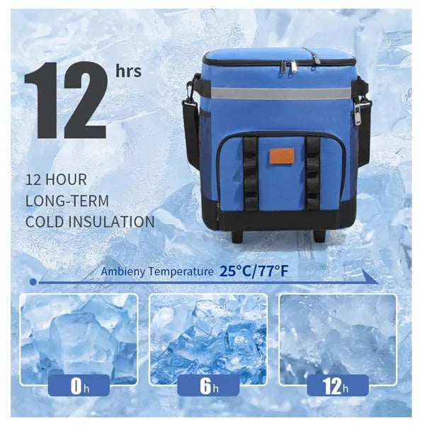 24 Can Insulated Rolling Cooler Bag With Bottle Opener