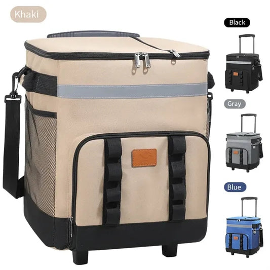 24 Can Insulated Rolling Cooler Bag With Bottle Opener