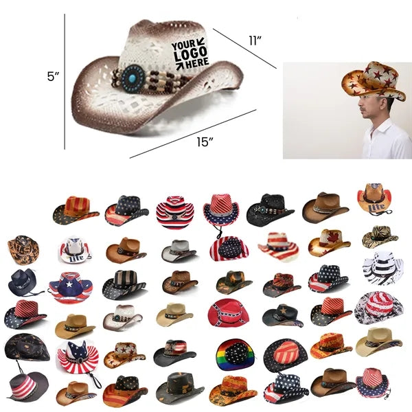Viscose Cowboy Hat w/ Classic Retro Summer Sun Protection