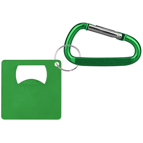 Large Square Shape Bottle Opener with Carabiner