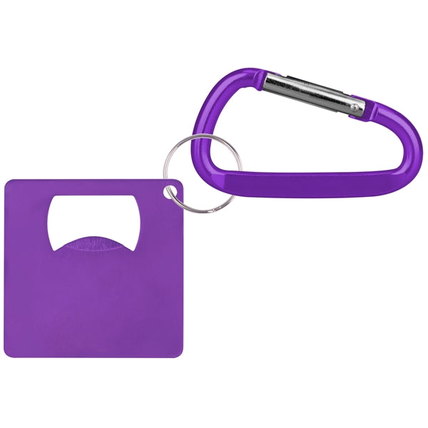 Large Square Shape Bottle Opener with Carabiner