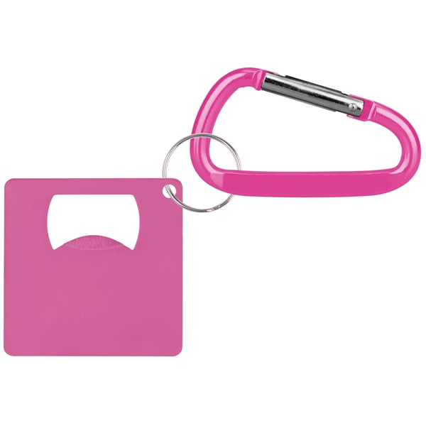 Large Square Shape Bottle Opener with Carabiner