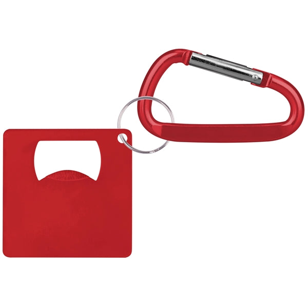 Large Square Shape Bottle Opener with Carabiner