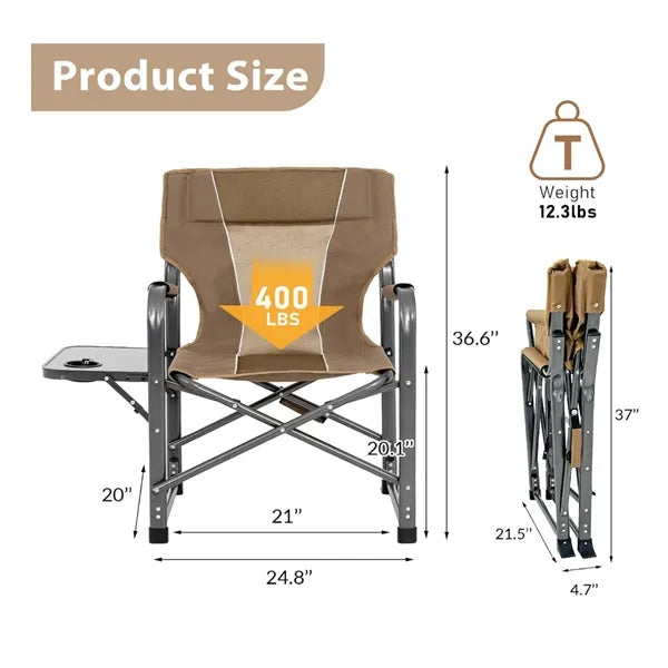 Portable Folding Camping Chair with Side Table